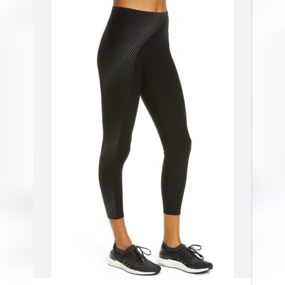 SPANX Pants - SPANX Women's Every.wear Reflective Print 7/8 Active Leggings In Vry Blk Size S